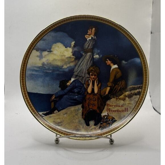 Knowles Other - Rockwell's "WAITING ON THE SHORE" 2nd in "Rediscovered Women" Series #13785F